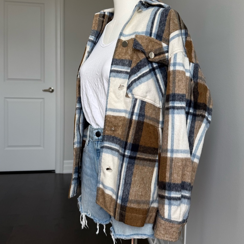 ZARA plaid wool-blend shacket
